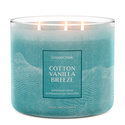Cotton Vanilla Breeze Odor Eliminating 3-Wick Candle