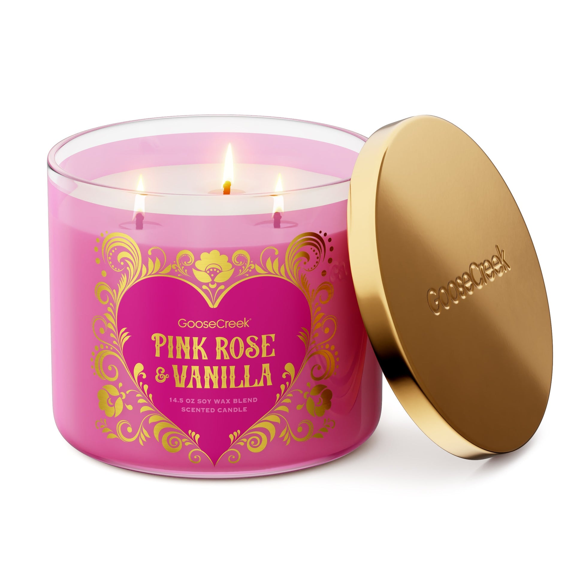 Pink Rose & Vanilla 3-Wick Candle