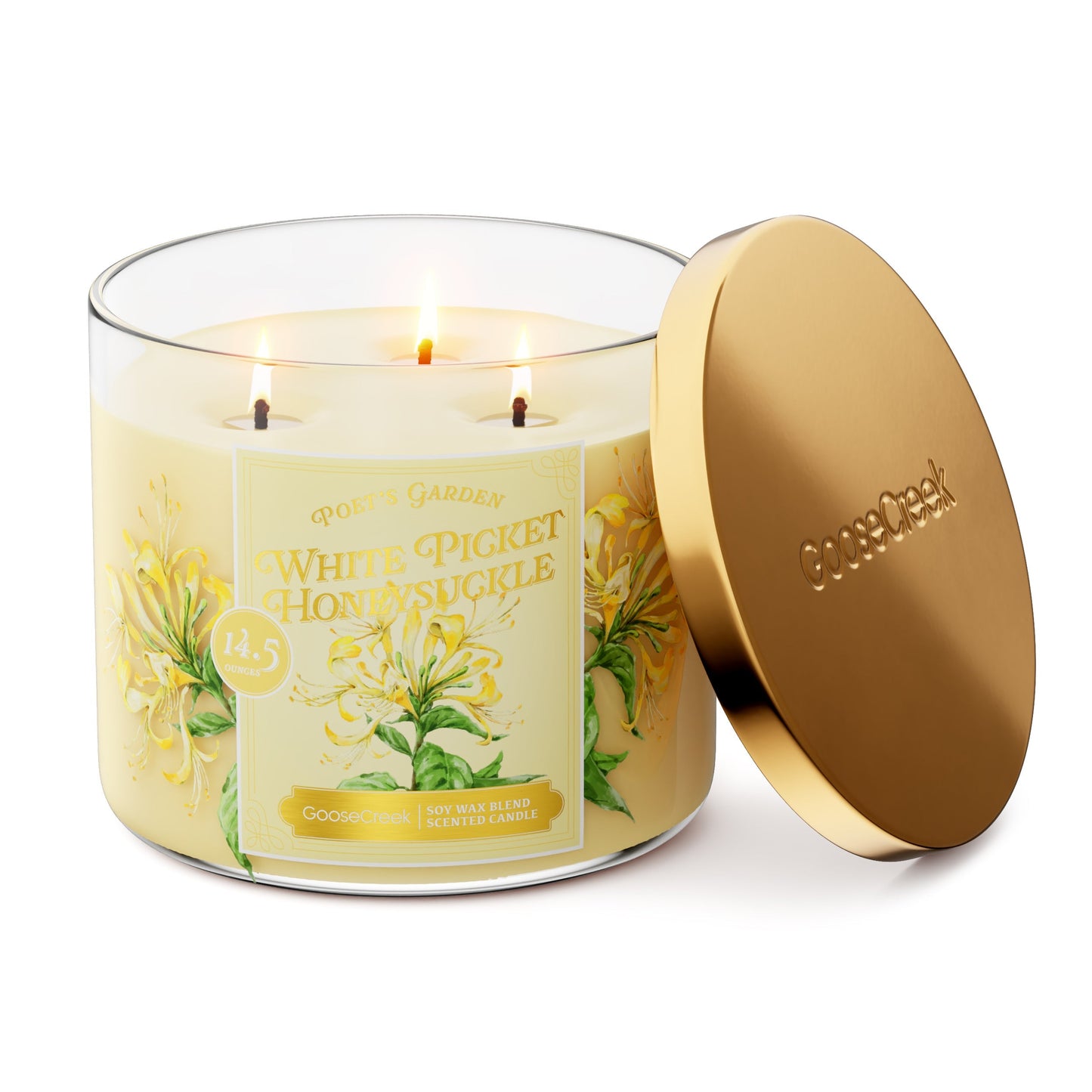 White Picket Honeysuckle 3-Wick Candle